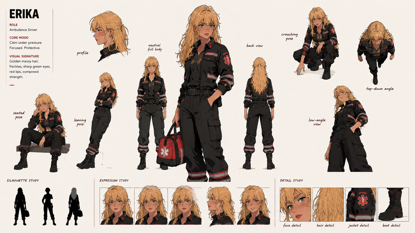 erika character design sheet